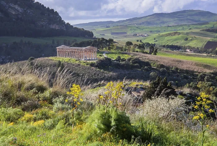 Framed Print : Spring Landscape with the Temple of Segesta Print, Sicily, Italy Framed Print : Spring Landscape with the Temple of Segesta Print, Sicily, Italy