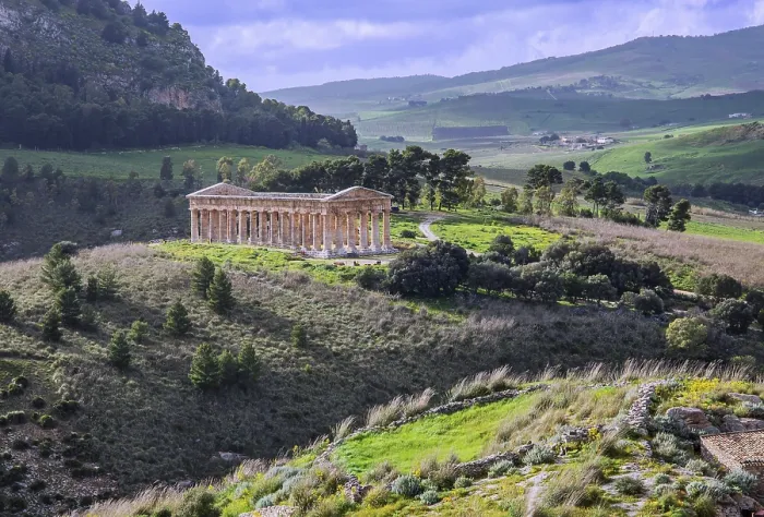 Framed Print : Spring Landscape with Temple of Segesta Print, Sicily, Italy Framed Print : Spring Landscape with Temple of Segesta Print, Sicily, Italy