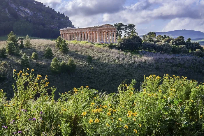 Framed Print : Spring Landscape with the Temple of Segesta Print Framed Print : Spring Landscape with the Temple of Segesta Print