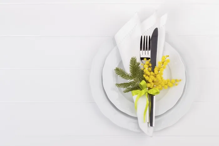 Framed Print : Spring Table Setting with Mimosa Print Framed Print : Spring Table Setting with Mimosa Print