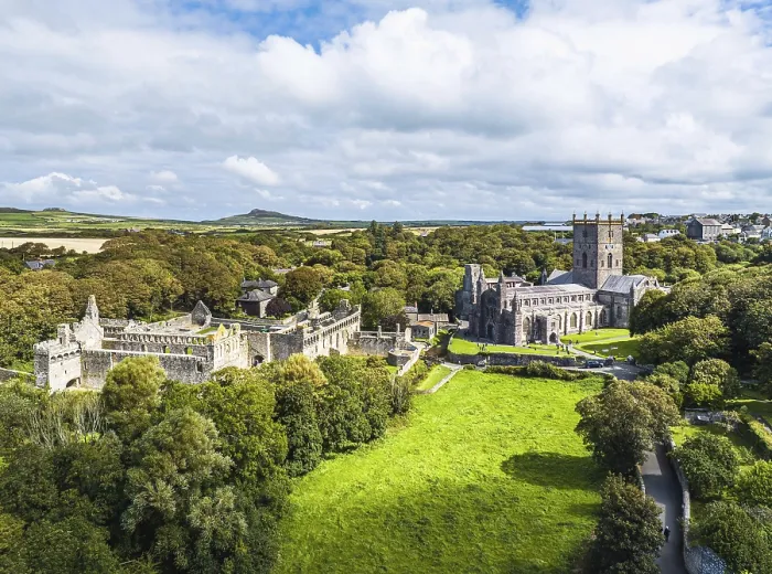 Framed Print : St Davids Cathedral Print from a Drone, Pembrokeshire, Wales Framed Print : St Davids Cathedral Print from a Drone, Pembrokeshire, Wales