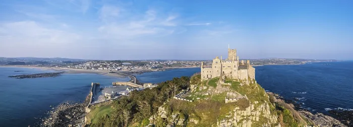 Framed Print : St Michaels Mount Drone Print, Marazion, Cornwall