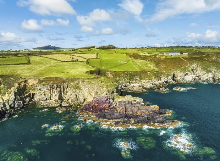 Framed Print : St. Non's Cliffs and Bay Drone Print, Wales, UK Framed Print : St. Non's Cliffs and Bay Drone Print, Wales, UK