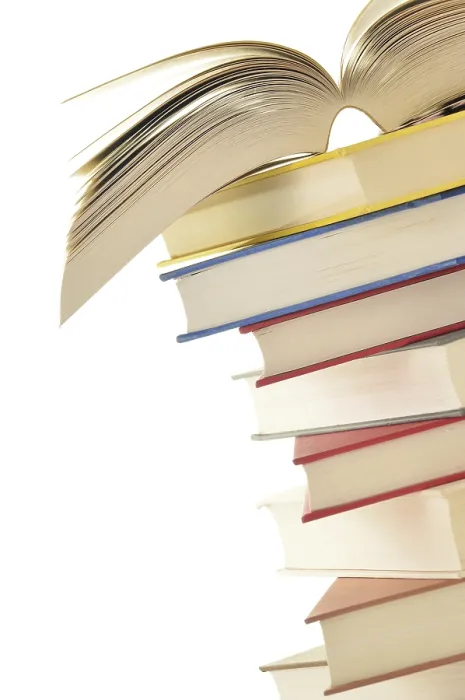 Framed Print : Stack of Books Print Isolated on White Background Framed Print : Stack of Books Print Isolated on White Background