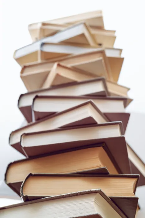 Framed Print : Scientific Stack of Books in Library Print Framed Print : Scientific Stack of Books in Library Print