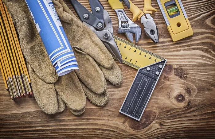 Framed Print : Construction Tools Print on Vintage Wooden Board Framed Print : Construction Tools Print on Vintage Wooden Board