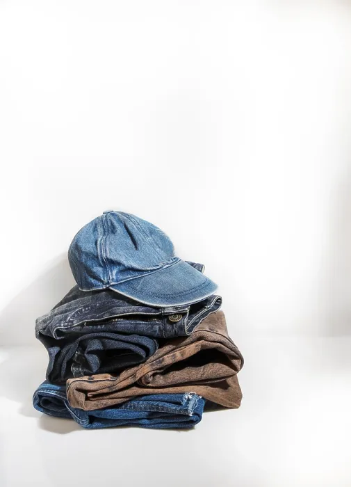 Framed Print : Denim Jeans and Baseball Cap Print Framed Print : Denim Jeans and Baseball Cap Print