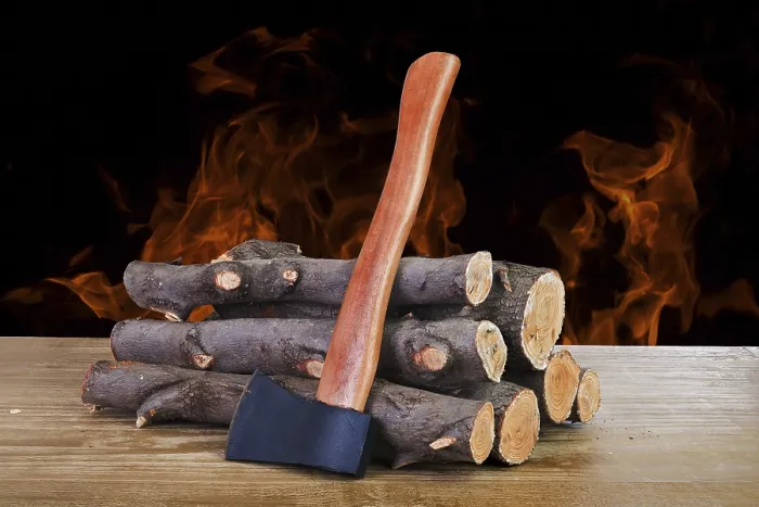 Framed Print : Stack of Firewood Logs and Axe Print Framed Print : Stack of Firewood Logs and Axe Print