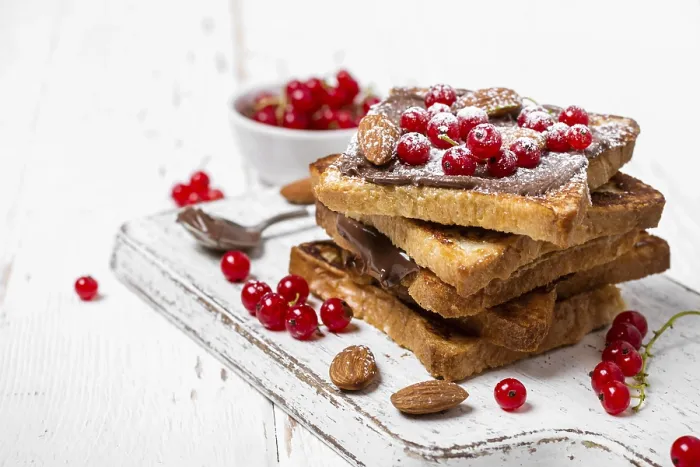 Framed Print : Stack of Fried Toast with Chocolate Cream Print Framed Print : Stack of Fried Toast with Chocolate Cream Print