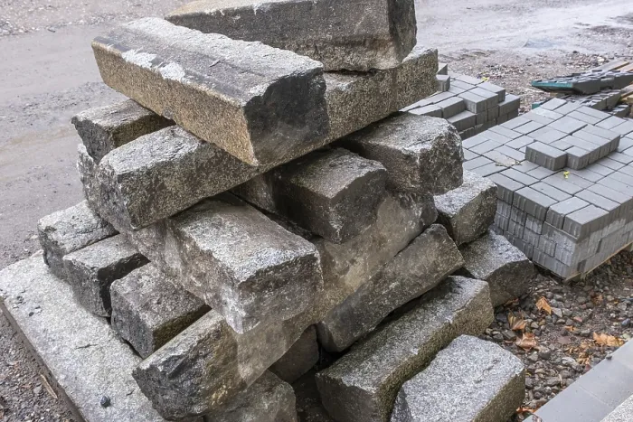 Framed Print : Stack of kerbstones on a building site Print Framed Print : Stack of kerbstones on a building site Print