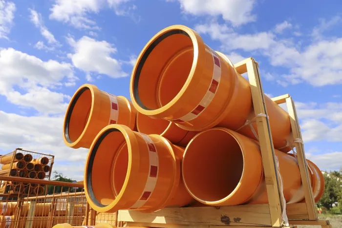 Framed Print : Stack of KG Pipes Print, Mutterstadt Development Area Framed Print : Stack of KG Pipes Print, Mutterstadt Development Area
