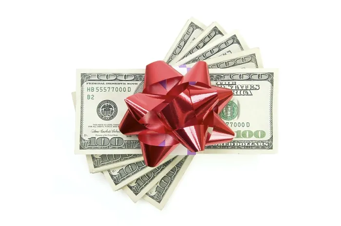 Framed Print : Stack of Money with Bow Print