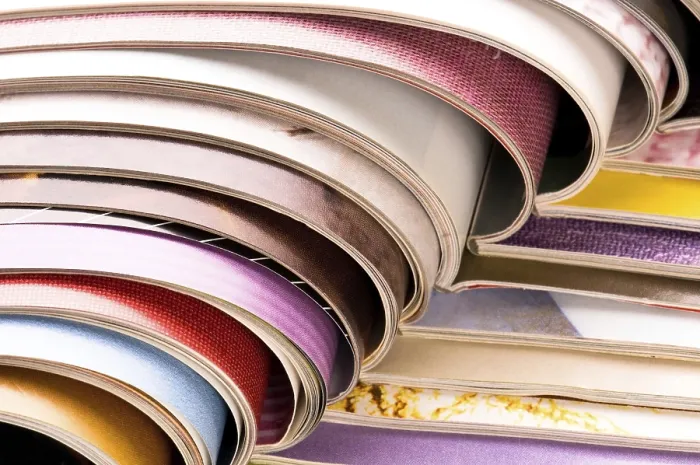 Framed Print : Stack of Open Magazines Print Framed Print : Stack of Open Magazines Print
