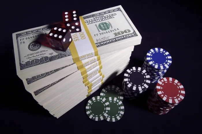 Framed Print : Stack of Cash, Red Dice and Poker Chips Print Framed Print : Stack of Cash, Red Dice and Poker Chips Print