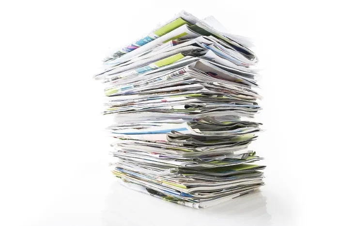 Framed Print : Stack of Waste Paper Print - Recycling Isolation on White Framed Print : Stack of Waste Paper Print - Recycling Isolation on White