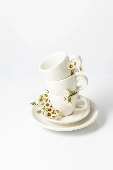 Framed Print : Elegant White Ceramic Cups Print Framed Print : Elegant White Ceramic Cups Print