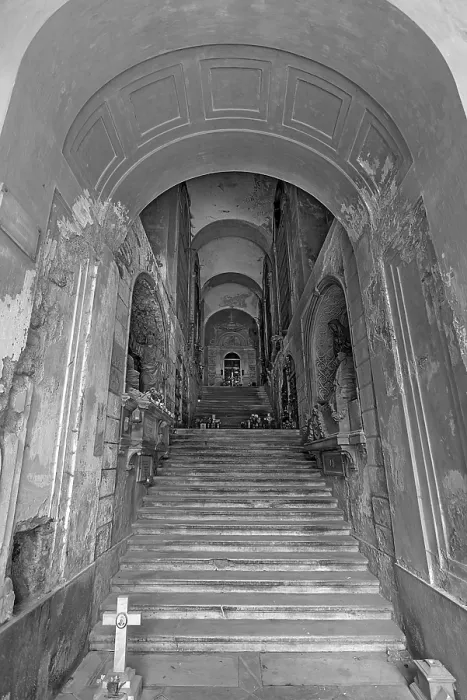 Framed Print : Genoa, Italy: Staircase to Upper Burial Level Print
