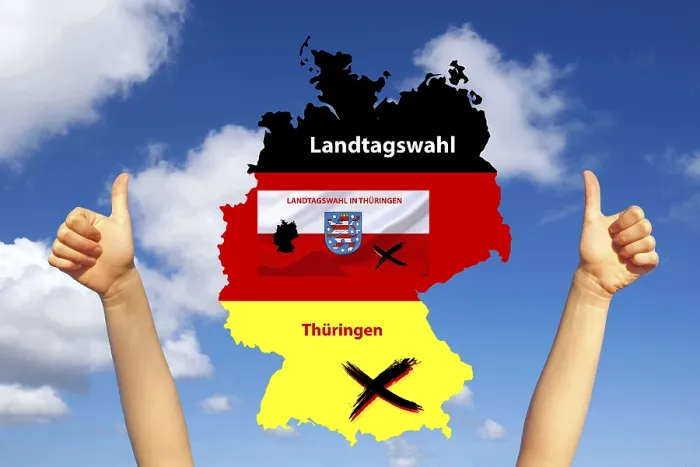 Framed Print : Thuringia State Election Print, Germany Map and Flag Framed Print : Thuringia State Election Print, Germany Map and Flag