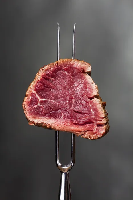 Framed Print : Steak on a Meat Fork Print Framed Print : Steak on a Meat Fork Print