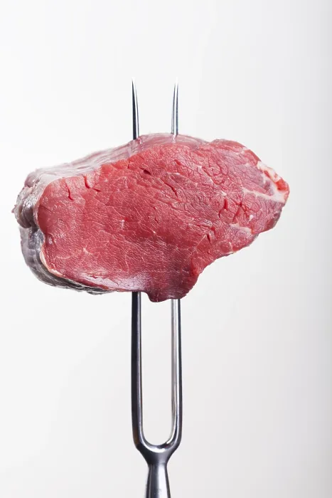 Framed Print : Steak on a Meat Fork Print Framed Print : Steak on a Meat Fork Print