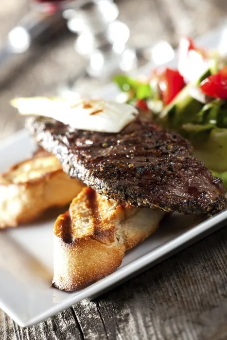 Framed Print : Detail of a Steak with Salad Print Framed Print : Detail of a Steak with Salad Print