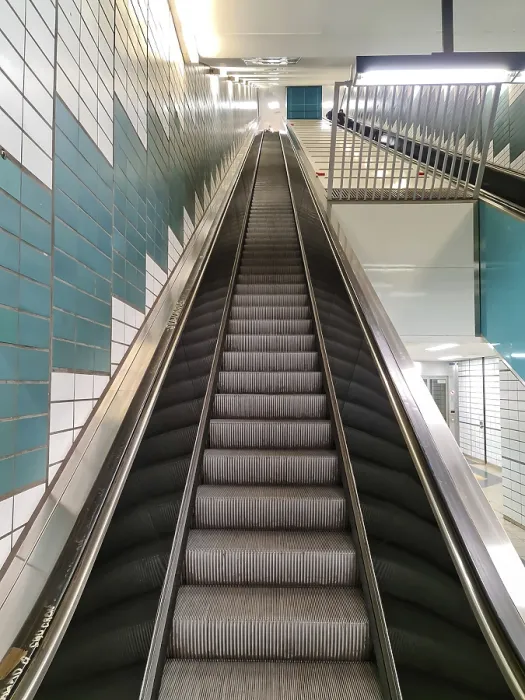 Framed Print : Perspective View of Empty Escalator Print Framed Print : Perspective View of Empty Escalator Print