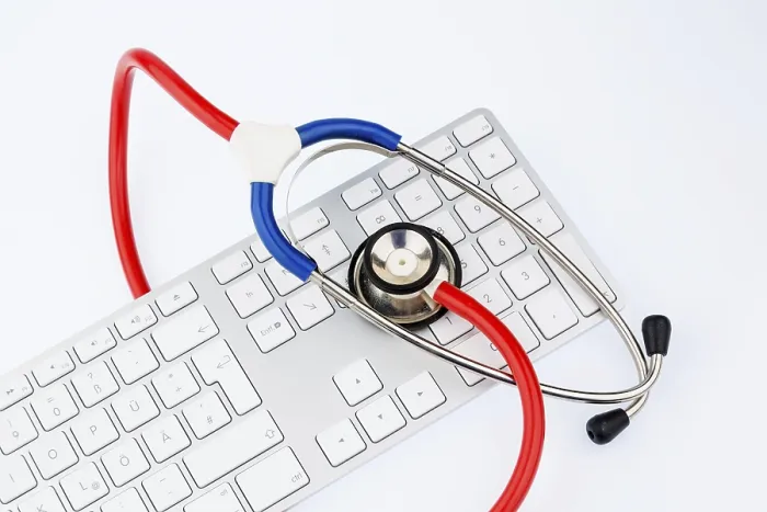 Framed Print : Stethoscope and Keyboard Print, Medical Technology Austria Framed Print : Stethoscope and Keyboard Print, Medical Technology Austria