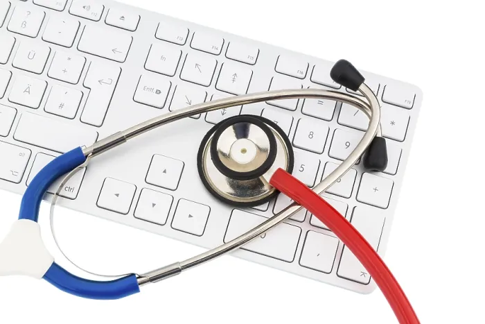 Framed Print : Stethoscope and Keyboard Print: Medical Technology Image Framed Print : Stethoscope and Keyboard Print: Medical Technology Image