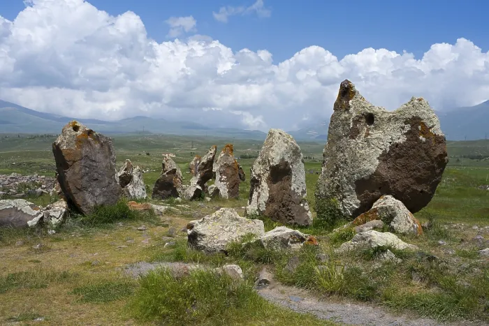 Framed Print : Stone Monuments in Armenian Meadow Print Framed Print : Stone Monuments in Armenian Meadow Print