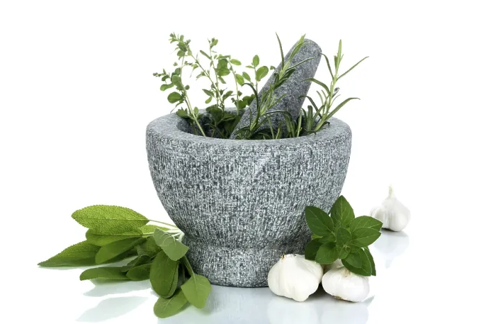 Framed Print : Stone Mortar and Herbs Print
