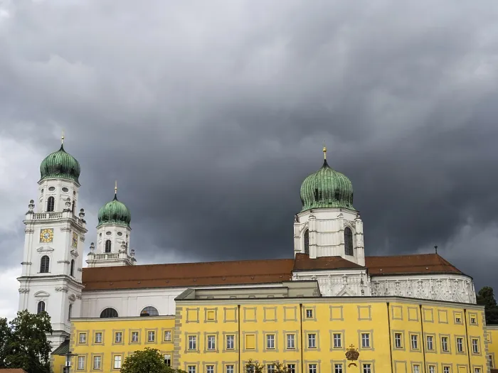 Framed Print : Storm Clouds over St Stephen's Cathedral Print, Passau, Germany Framed Print : Storm Clouds over St Stephen's Cathedral Print, Passau, Germany