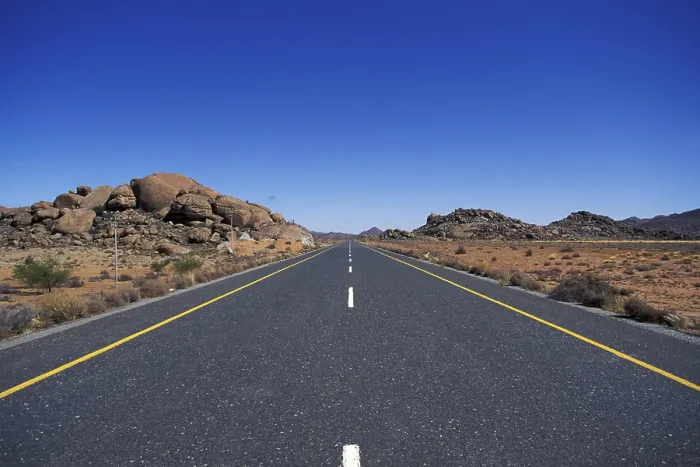 Framed Print : Straight Tarroad in Namibia Print Framed Print : Straight Tarroad in Namibia Print