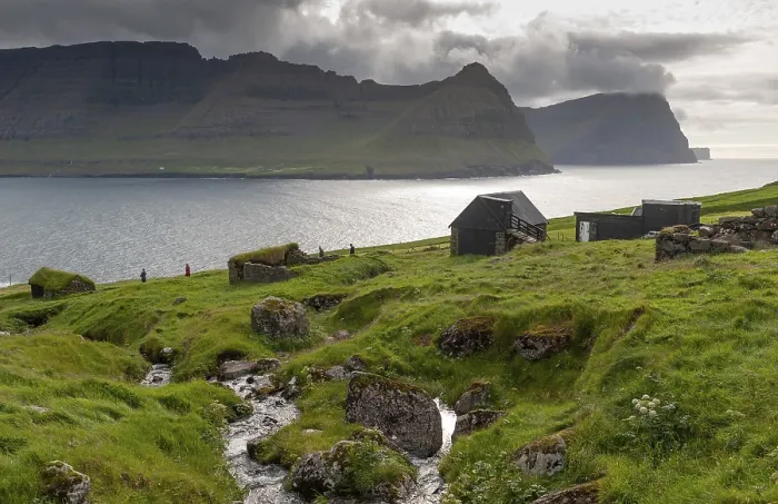 Framed Print : Vidareidi Stream View Print, Faroe Islands Framed Print : Vidareidi Stream View Print, Faroe Islands