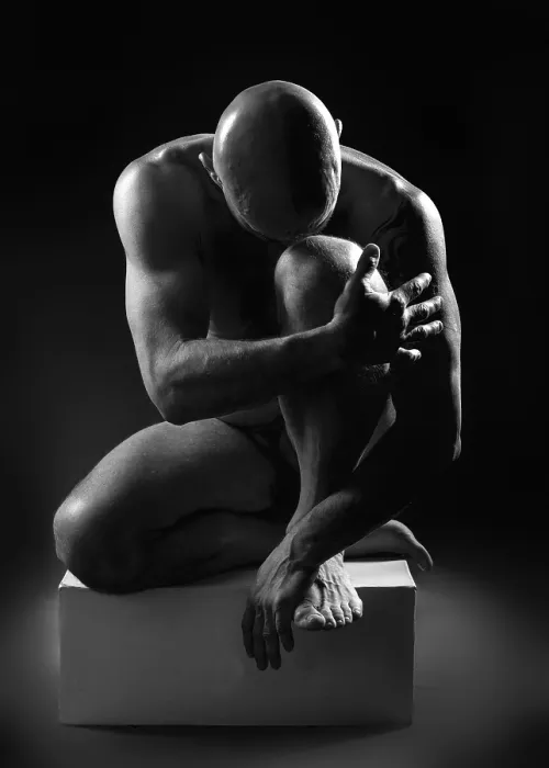Framed Print : Monochrome Print of Athletic Man Framed Print : Monochrome Print of Athletic Man
