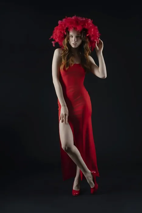 Framed Print : Confident Red Gown Studio Print Framed Print : Confident Red Gown Studio Print