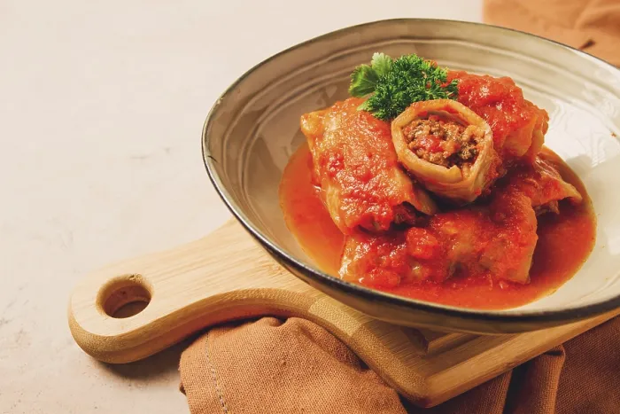 Framed Print : Stuffed Cabbage Rolls Print with Minced Meat in Tomato Sauce Framed Print : Stuffed Cabbage Rolls Print with Minced Meat in Tomato Sauce