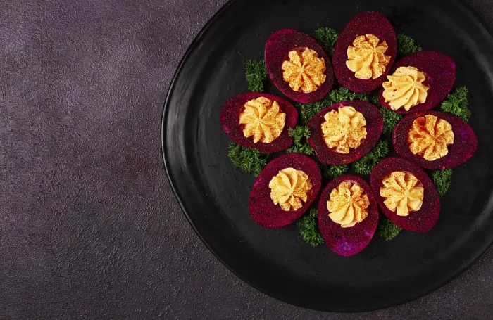 Framed Print : Beetroot Stained Deviled Egg Print Framed Print : Beetroot Stained Deviled Egg Print