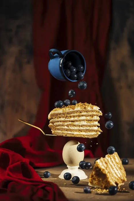 Framed Print : Layered Cake with Blueberries Print Framed Print : Layered Cake with Blueberries Print