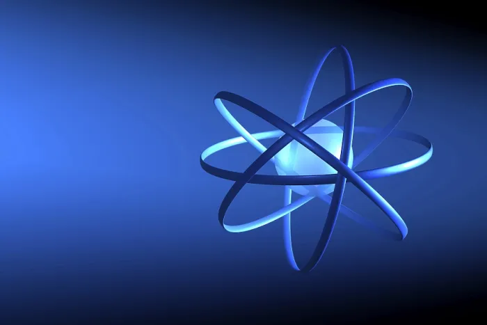 Framed Print : Stylized Blue Atomic Model Print on Dark Blue Background Framed Print : Stylized Blue Atomic Model Print on Dark Blue Background