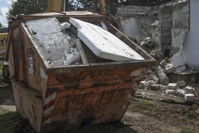 Framed Print : Styrofoam in Construction Waste Container Print Framed Print : Styrofoam in Construction Waste Container Print