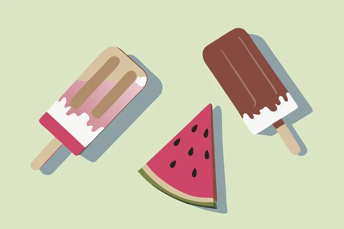 Framed Print : A Summer Scene with Popsicles and Watermelon Print Framed Print : A Summer Scene with Popsicles and Watermelon Print