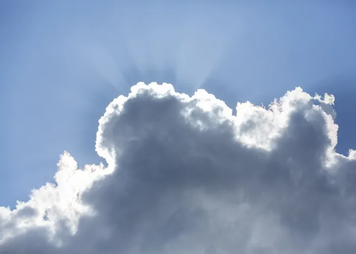 Framed Print : Sun behind a cloud in the blue sky Print, Germany