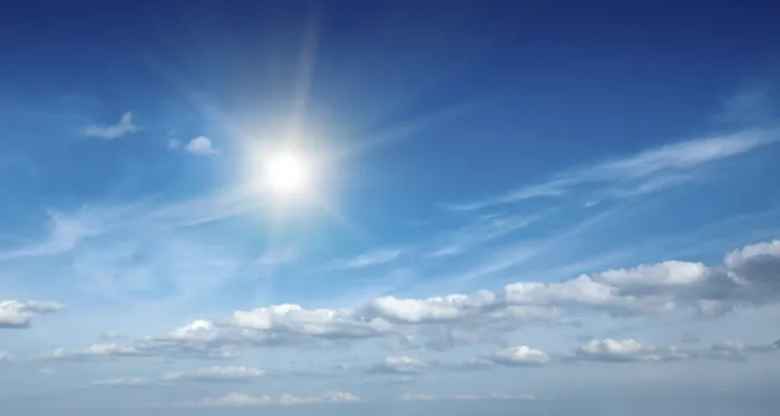 Framed Print : Sun with Clouds in Blue Sky Print