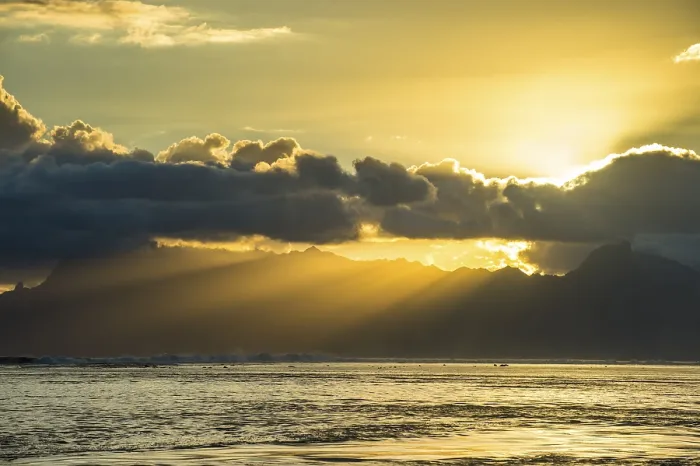 Framed Print : Moorea Sun Rays Print, Tahiti Framed Print : Moorea Sun Rays Print, Tahiti