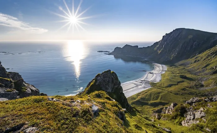 Framed Print : Sun Shining over the Sea, Cliffs and Beach Print Framed Print : Sun Shining over the Sea, Cliffs and Beach Print