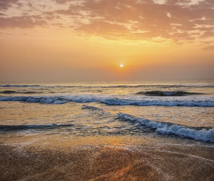 Framed Print : Sunrise on Beach Print with Dramatic Sky Framed Print : Sunrise on Beach Print with Dramatic Sky