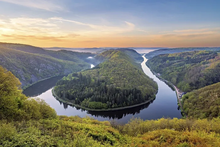 Framed Print : Sunrise over the Saar Loop Print in Mettlach, Germany Framed Print : Sunrise over the Saar Loop Print in Mettlach, Germany