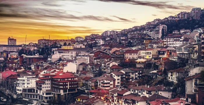 Framed Print : Sunset over the City Print