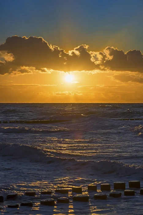 Framed Print : Sunset with clouds over the Baltic Sea print, DarB, Germany Framed Print : Sunset with clouds over the Baltic Sea print, DarB, Germany