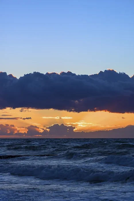 Framed Print : Sunset over the undulating Baltic Sea Print, Dar, Germany Framed Print : Sunset over the undulating Baltic Sea Print, Dar, Germany